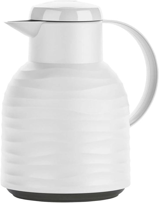 Tazza di Vetro Termica Samba Wave 1.0 Litri con Isolamento Rapido a Pressione: 12 Ore Caldo/24 Ore Freddo 100% Densità Bianca