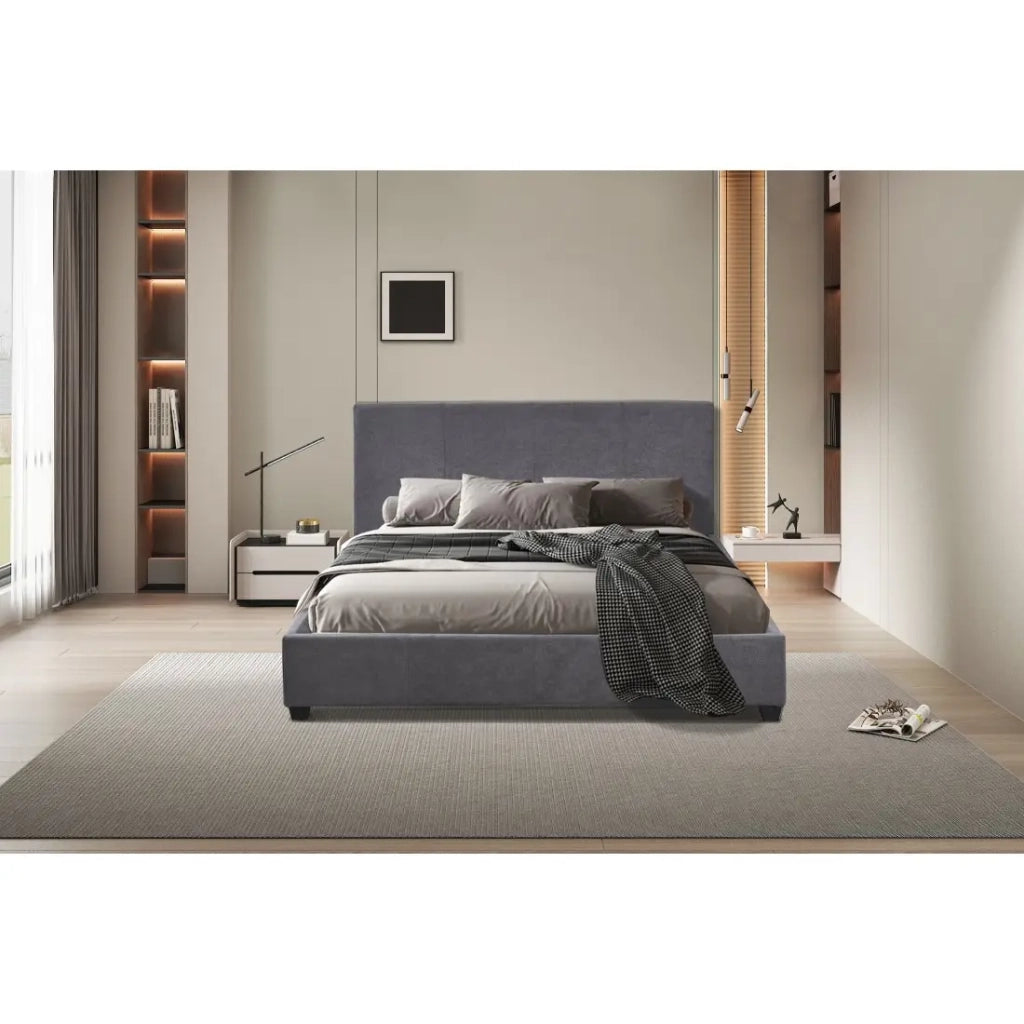Letto matrimoniale ROMA 160x200 cm – PU grigio – Rete inclusa – Design moderno e comfort quotidiano