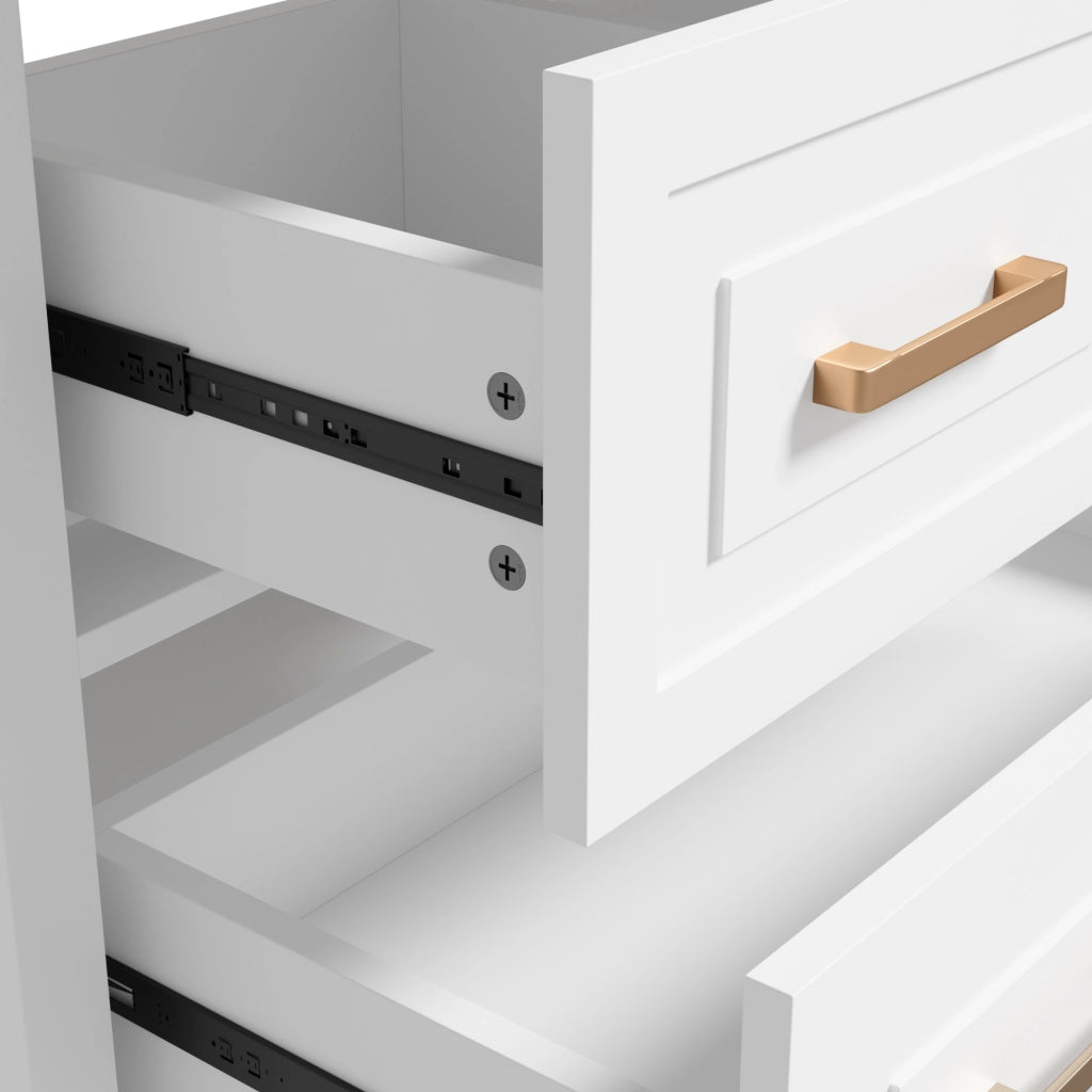 Mobile bagno freestanding 76,5 x 47 x 82 cm in MDF con lavabo in ceramica, 3 cassetti, bianco