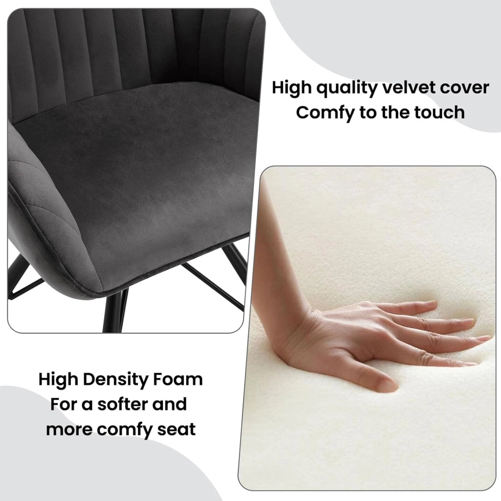 Sedie Sala da Pranzo 6 Pezzi, Sedie Cucina, Sedia Ufficio, Sedie da Pranzo Girevole Moderne con Gambe in Metallo, Seduta in Velluto, per Camera da Letto, Grigio Scuro, EZS12dgr-6