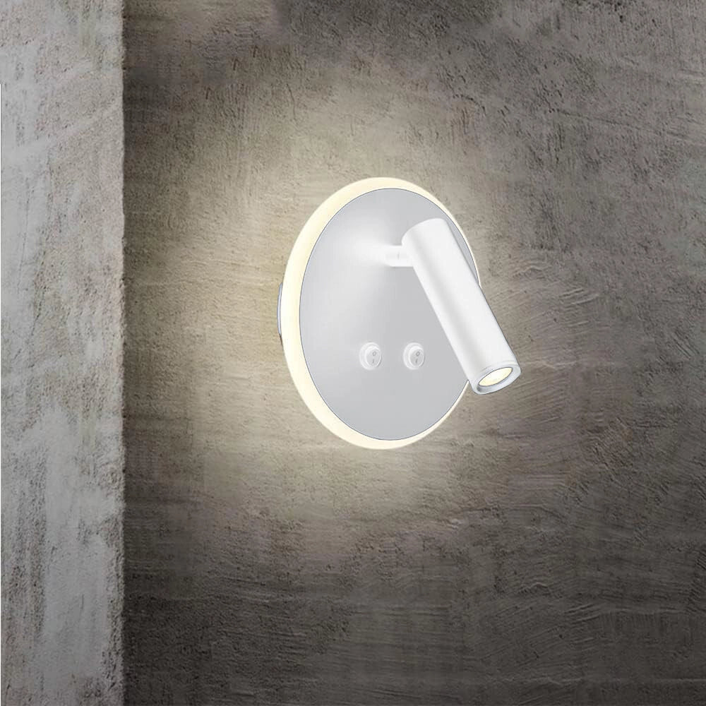 Trade Shop - Applique Led Orientabile Da Parete Doppia Fonte Luminosa 8 Watt Luce Calda 3000k Mr-01 - Bianco