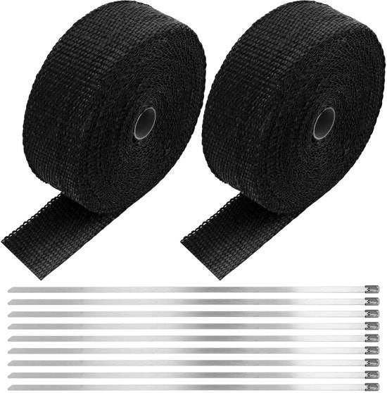 Protezione contro il calore ad alta temperatura - Flessibile - Cavo in basalto - 15m x 50mm - 20 Cerniere in acciaio inox - Duraturo e resistente al calore