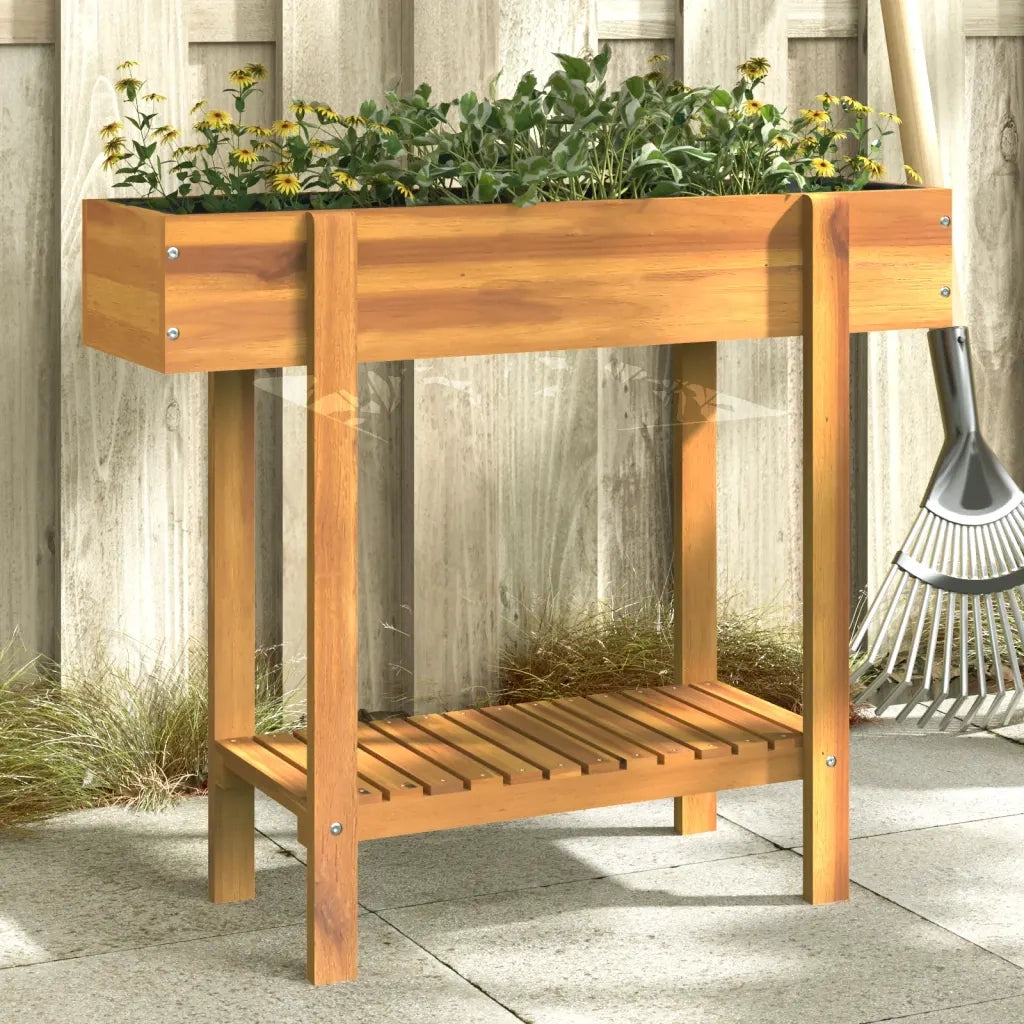 Fioriera | Cassetta per fiori | Vaso Rialzata da Giardino 90x30x75 cm Legno Massello Acacia