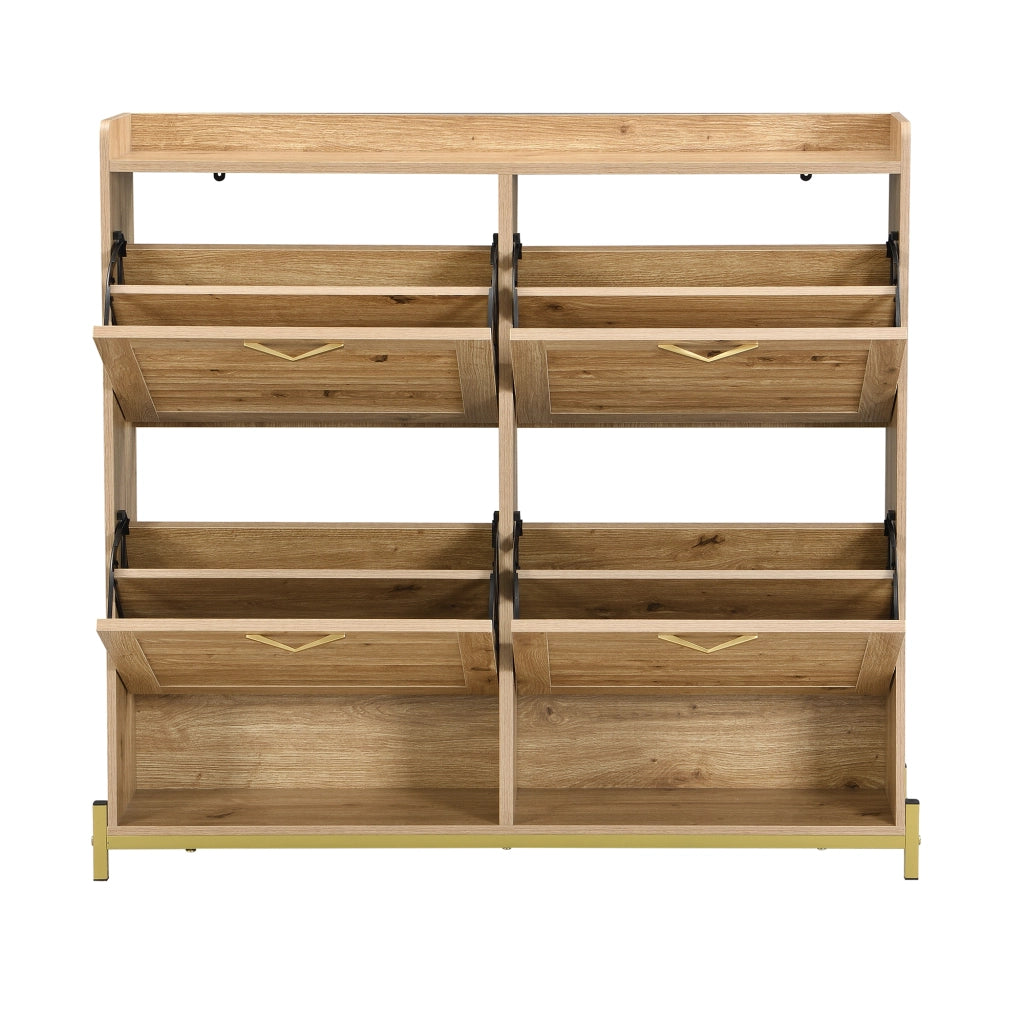Mobile Scarpiera con 4 Ante e Ripiano; Struttura in Metallo; Stile Moderno; in MDF; Effetto Legno; 108;5×24×100 cm