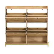 Mobile Scarpiera con 4 Ante e Ripiano; Struttura in Metallo; Stile Moderno; in MDF; Effetto Legno; 108;5×24×100 cm