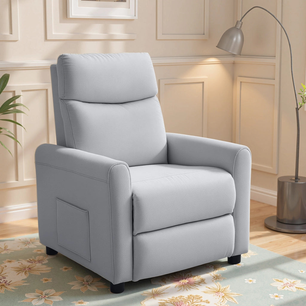 Poltrona Relax Reclinabile 145¡ã ¨C Xylo ¨C Tessuto Effetto Lino Grigio Chiaro 73x86x100 cm