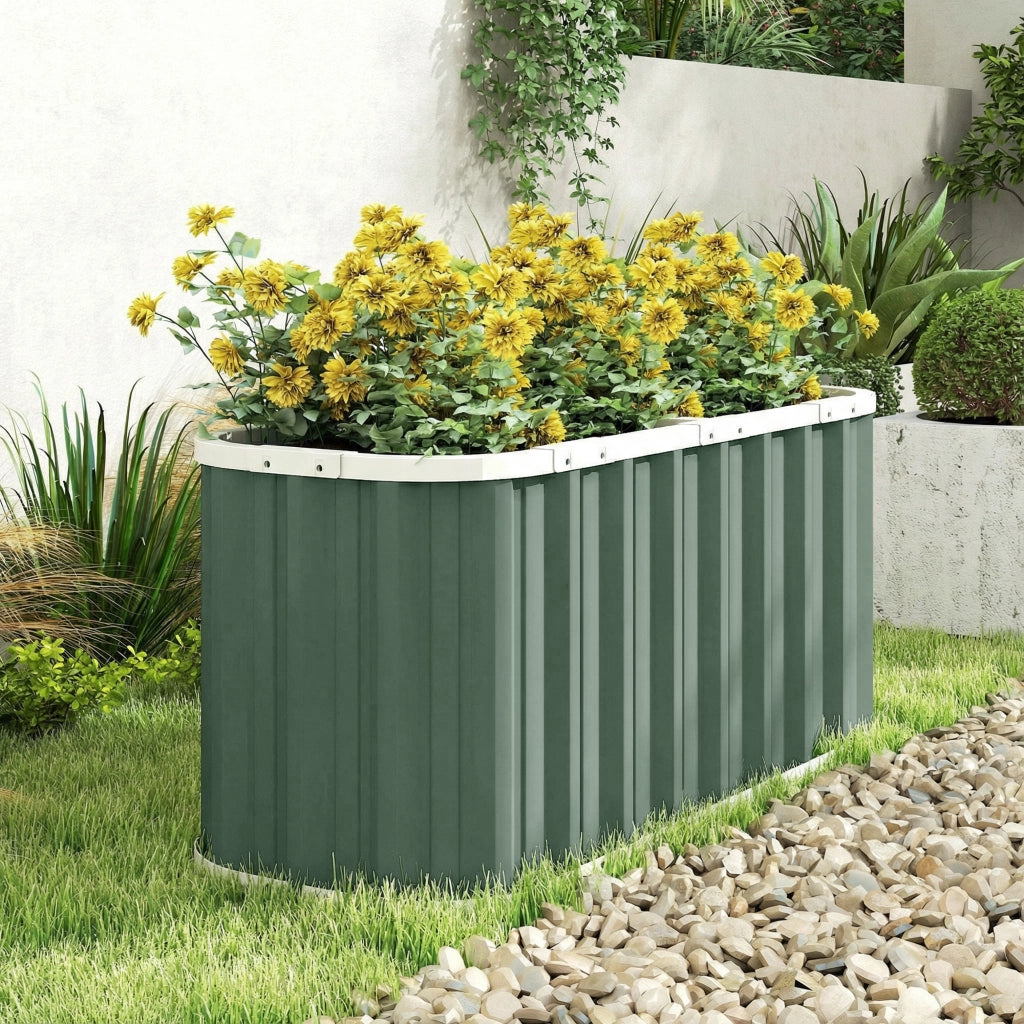 Letto rialzato in metallo da giardino ¨C Xylo ¨C 136x53x61 cm con bordi protettivi ed etichette piante
