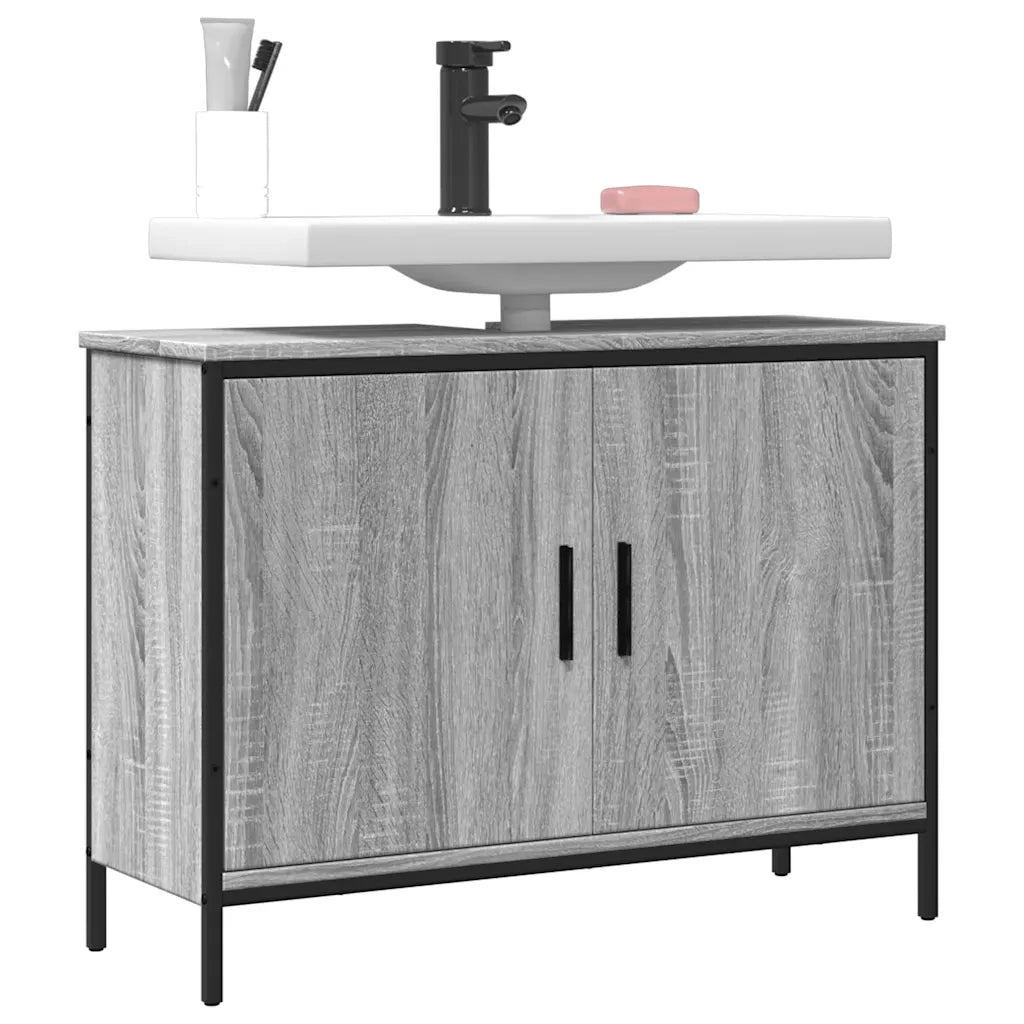 Mobile Lavabo Bagno-Armadietto da bagno Grigio Sonoma 80x30x60 cm Legno Multistrato 960065