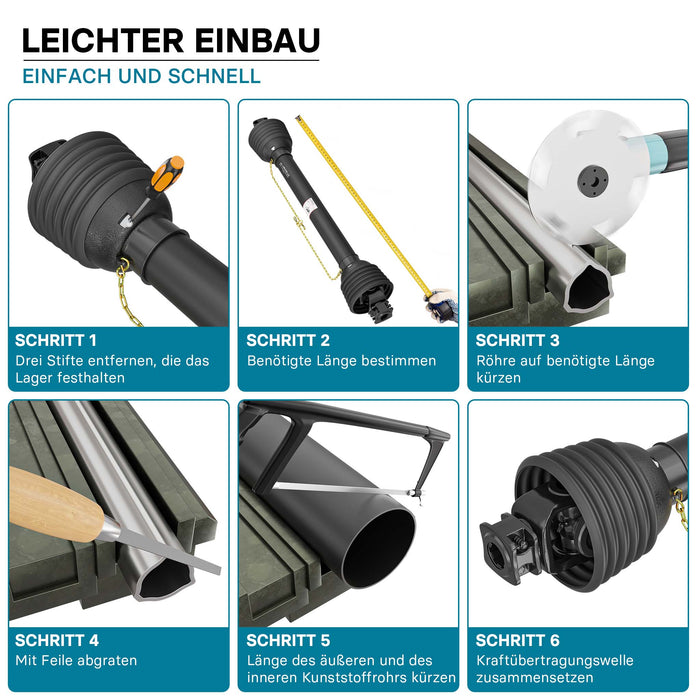 Albero cardanico T8 Giunto cardanico 1000-1100mm 1240Nm 540rpm Cardano 110kW 150CV 2x 1 3/8" 6 denti