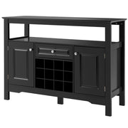 Credenza da cucina 117 x 40,5 x 82,5 cm con spazio di archiviazione intelligente e moderno portabottiglie in MDF nero 20_0019671