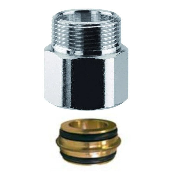 Prolunga filettata in ottone cromato maschio femmina con ogiva di tenuta  M 24x19-f 24x19 - con ogiva di tenuta  Arteclima s.r.l.