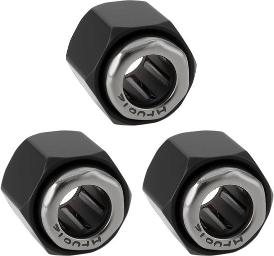Zeskantmoer 12mm - 3x Lager - Compatibile con HSP VX 1/10 Nitro Motrici - Metallo - Reparto di Ricambio n. R025 - Nero - Mozzo