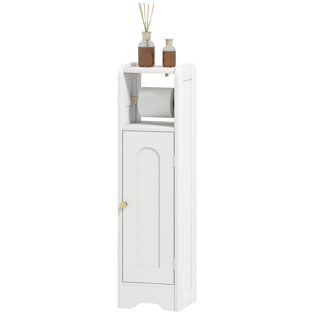 Mobile Bagno Stretto ¨C zephmum ¨C 21x20x79 cm Bianco con Ripiano Aggiustabile e Portarotoli