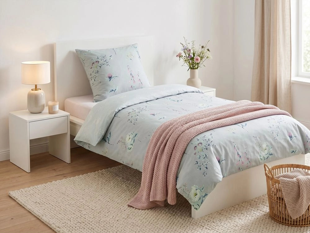 Set di biancheria da letto 135 x 200 cm in cotone a fiori moderno