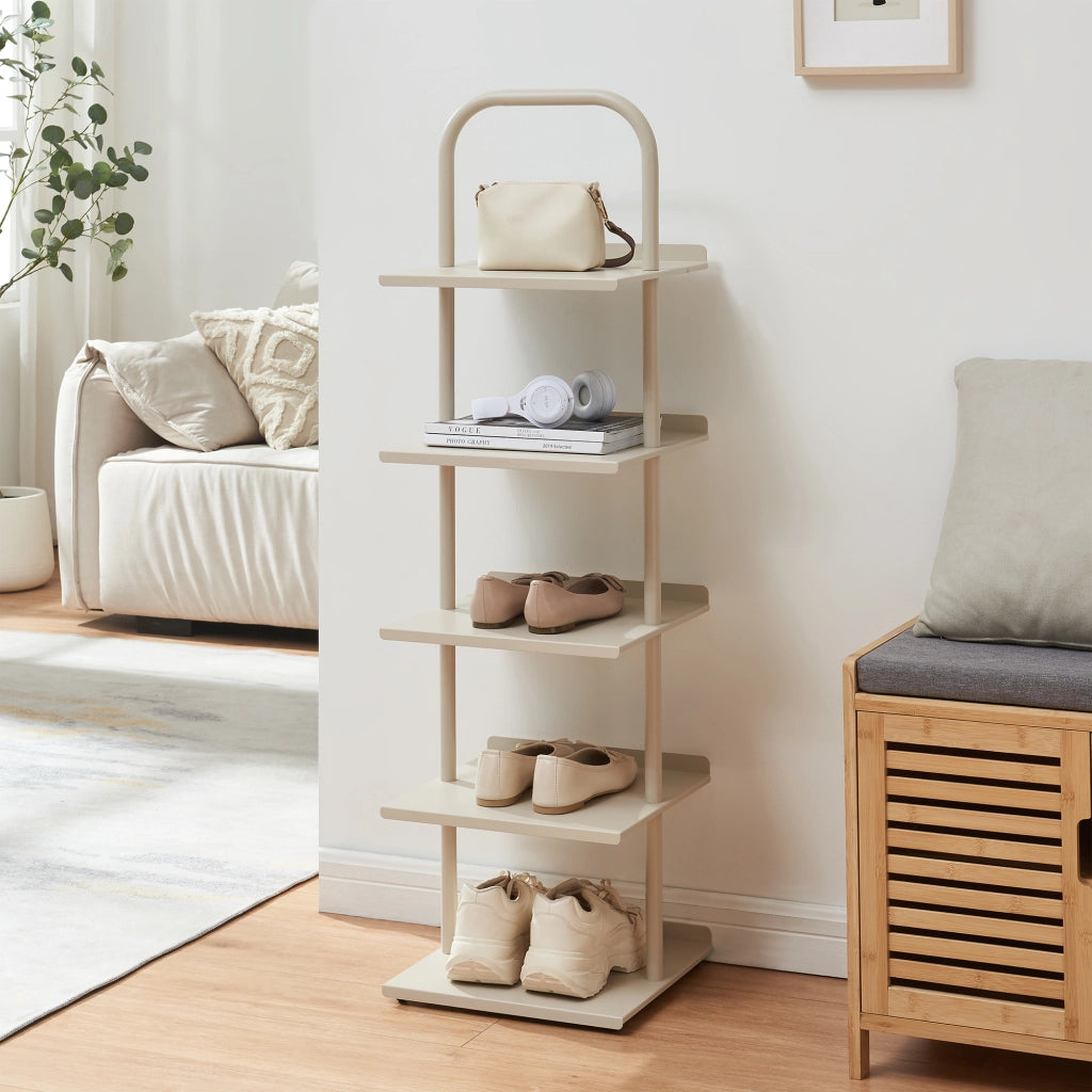 Scaffale Portascarpe Poytya Scarpiera a 5 Livelli 119 x 34 x 32 cm - Color Champagne [en.casa]