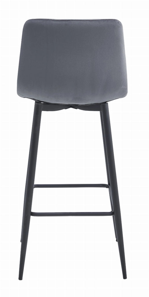 Valora KODA SGABELLO Gambe nere in velluto grigio scuro x3