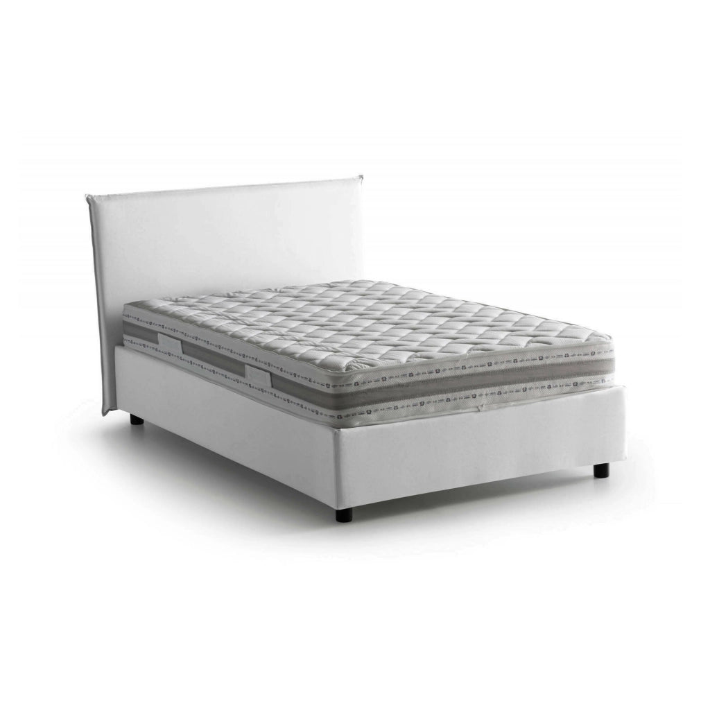 Alvino, Letto Piazza e Mezza Materasso Incluso Made in Italy, Bianco