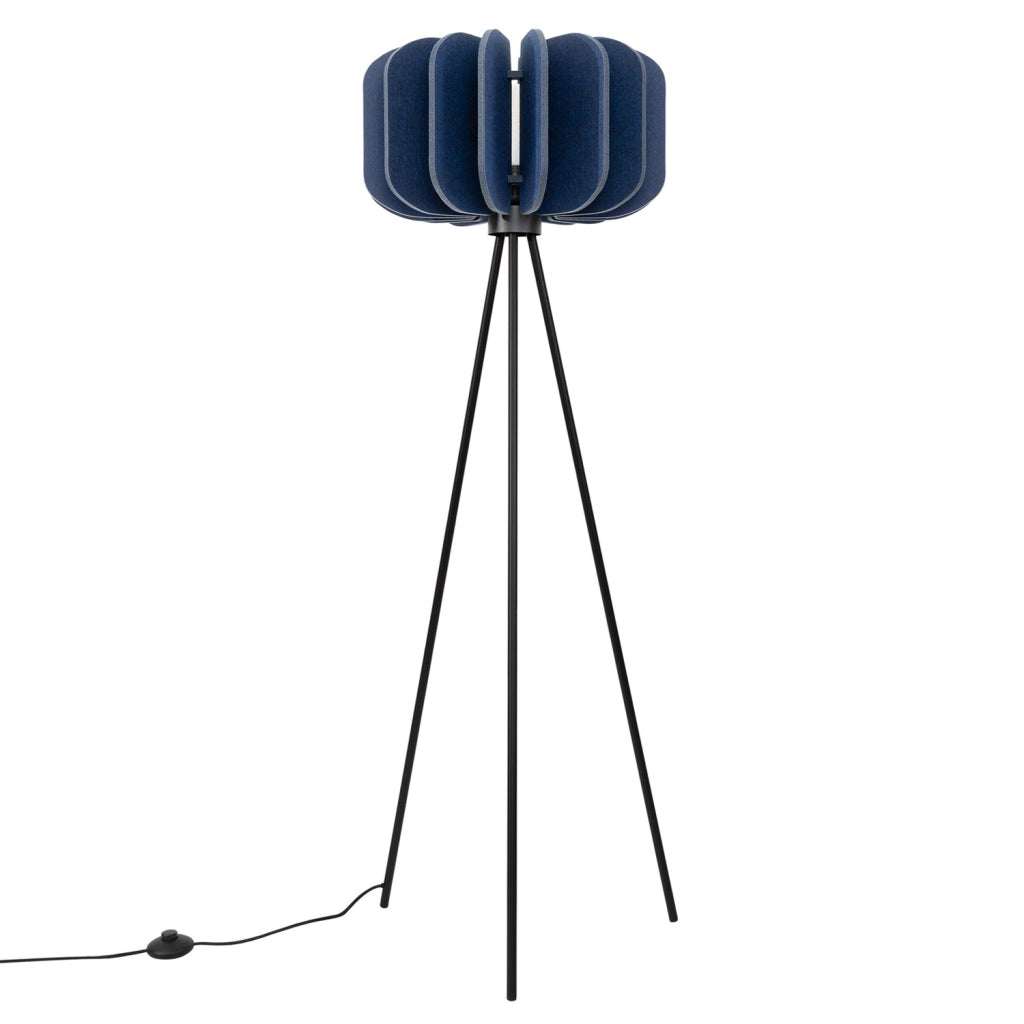 Lampada da terra treppiede feltro blu E27 Pure Lume