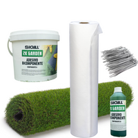 Prato erbabella 2 mt fili 45 mm + tnt + adesivo bicomponente + 40 picchetti