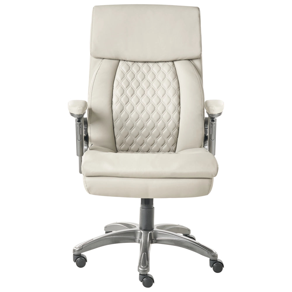Sedia da ufficio direzionale Beige Rivestimento in ecopelle Regolazione altezza sedile Imbottitura girevole