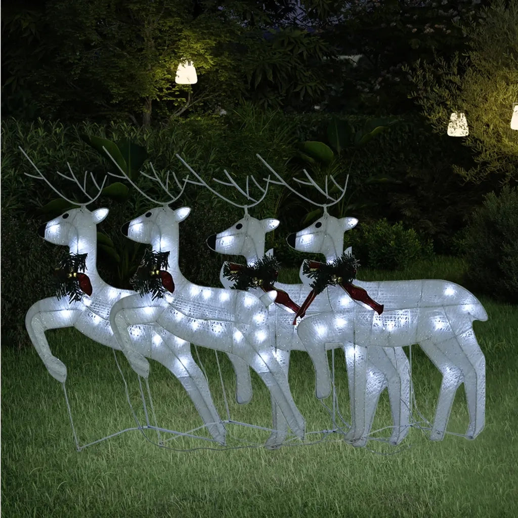 Renne di Natale 4 pz Bianche 80 LED CFW7435366
