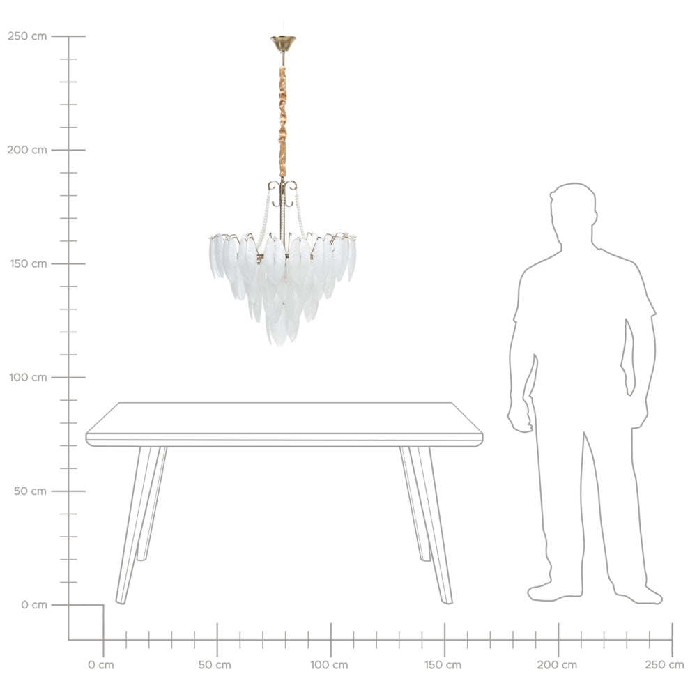 Lampadario in metallo vetro e ottone 60 cm Cristalli Stile Glamour
