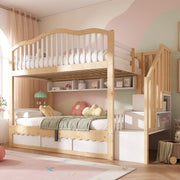 letto a castello in legno bianco e rovere 98 x 252 cm