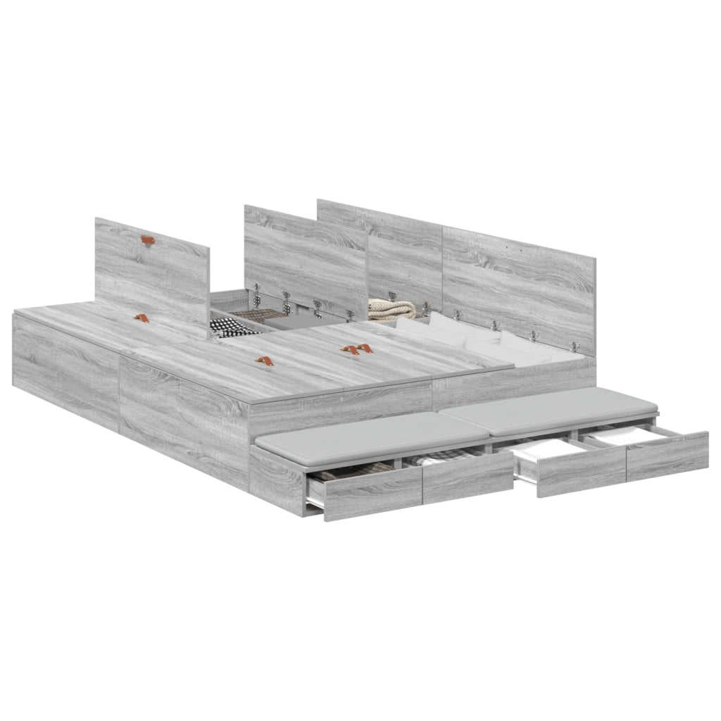 Struttura letto contenitore Grigio Sonoma 140x190 cm