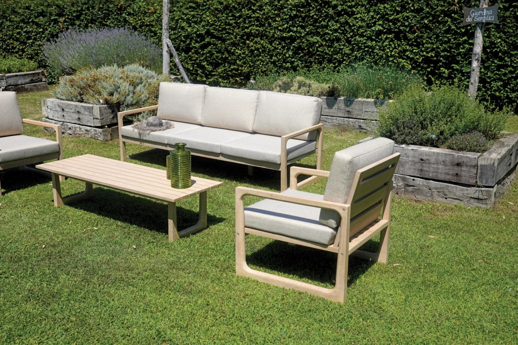 Salotto Dresda In Acacia Con Divano A 3 Posti Finitura Color Teak 2 Pz