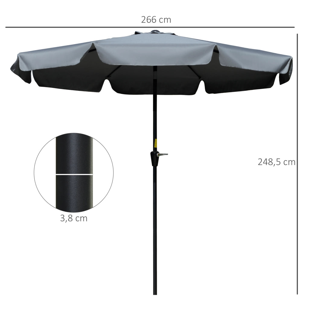 Ombrellone da giardino ¨C zephmum ¨C grigio alluminio ?266x250 cm