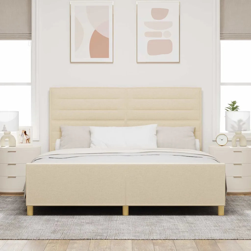 Struttura del letto con testiera Crema 180 x 200 cm Tessuto 3344674
