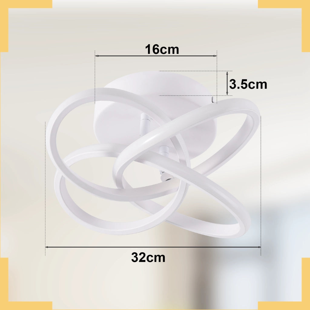 ZMH Lampada da soffitto plafoniera LED moderna 28W 3000K bianco caldo design fiore 4 petali bianco metallizzato 32cm
