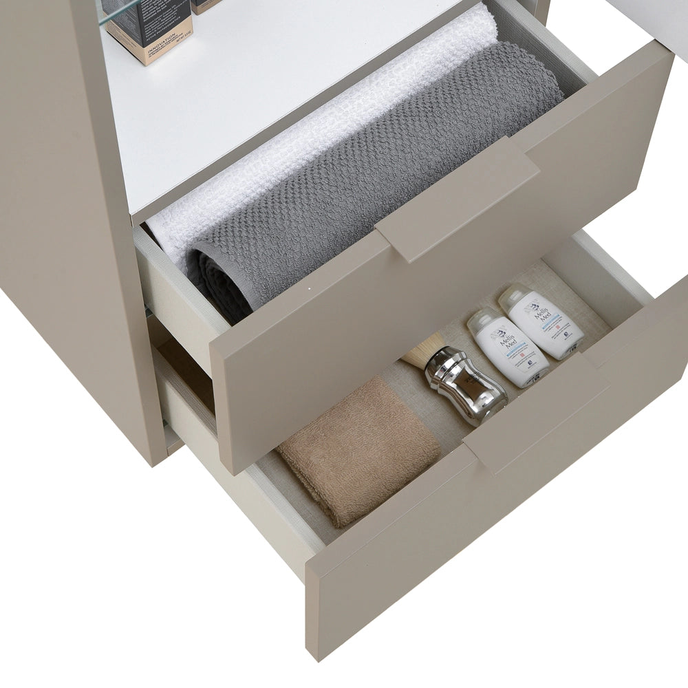 Colonna bagno sospesa 110 cm tortora opaco con anta e cassetti Matisse