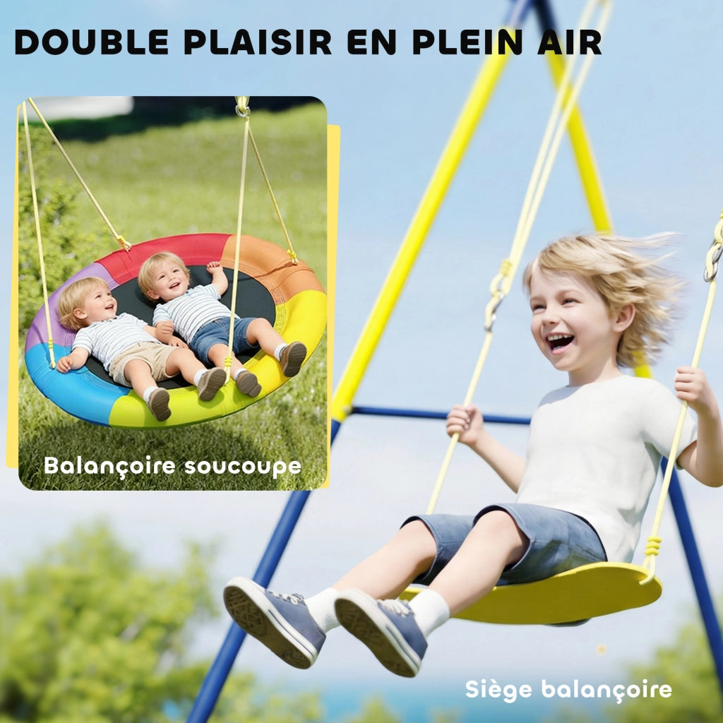 Altalena per bambini con doppia seduta ¨C zephmum ¨C acciaio, multicolore