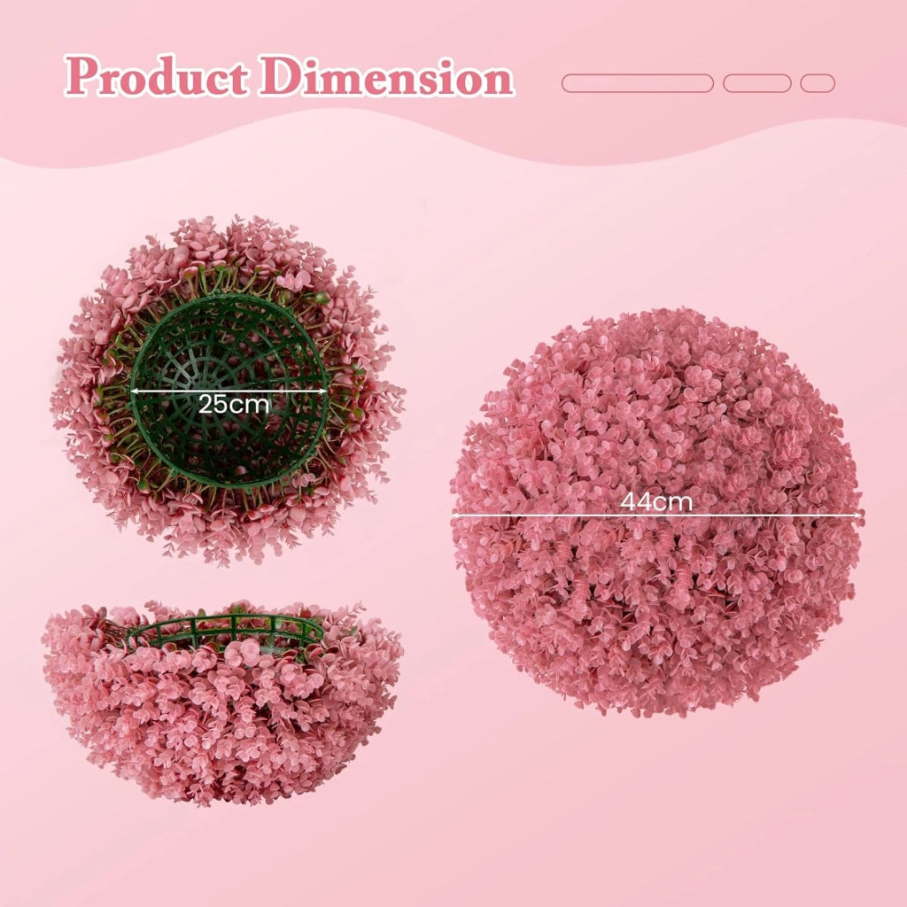 2 sfere di bosso, 44 cm, pianta artificiale di eucalipto, a forma di bosso, resistenti ai raggi UV, piante artificiali, palline decorative, per matrimonio, giardino, casa