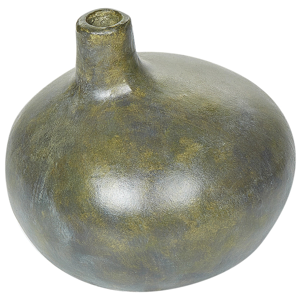 Vaso decorativo in terracotta grigia e oro 18 cm fatto a mano con effetto invecchiato Design tradizionale Decorazione per la casa Soggiorno