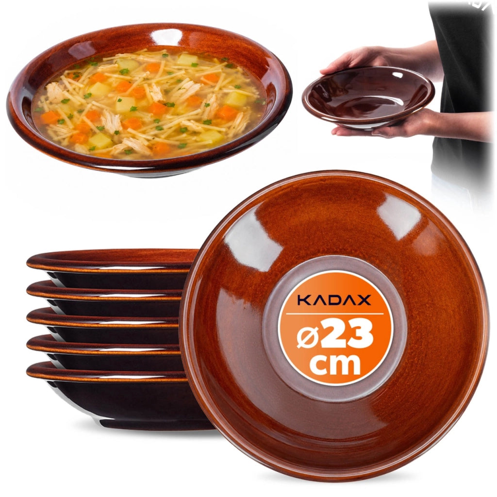 Set di 6 piatti piani profondi KADAX da 23 cm in gres ceramico.