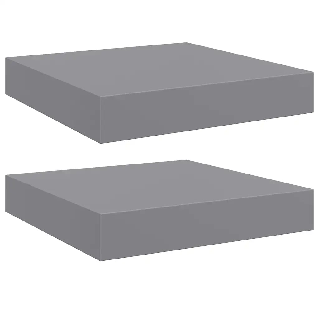 2 pz Scaffali a Parete | Ripiano a parete | Mensole a Parete Grigi 23x23,5x3,8 cm in MDF