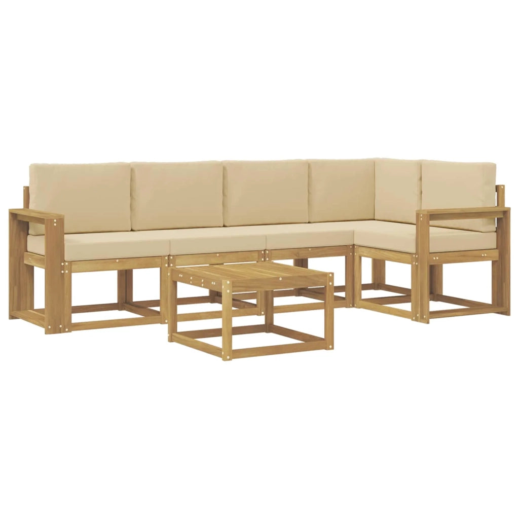 Set di divani da esterno con cuscino 6 pcs Bianco e Beige