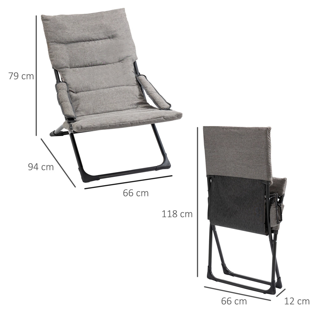 Sedia pieghevole da giardino con cuscino ¨C Xylo ¨C metallo grigio rimovibile 66x94x79 cm