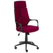Sedia da ufficio in tessuto girevole regolabile in altezza reclinabile in schiuma stampata a iniezione colore bordeaux