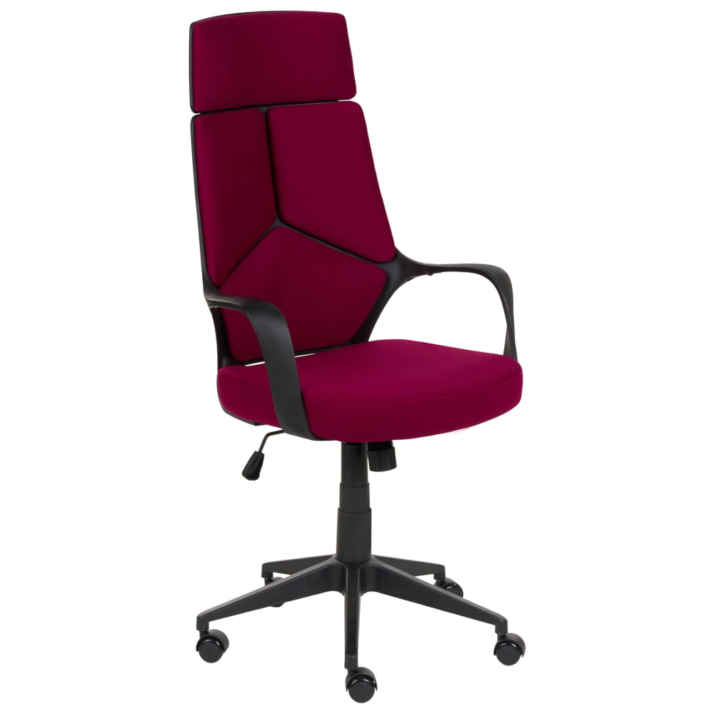 Sedia da ufficio in tessuto girevole regolabile in altezza reclinabile in schiuma stampata a iniezione colore bordeaux