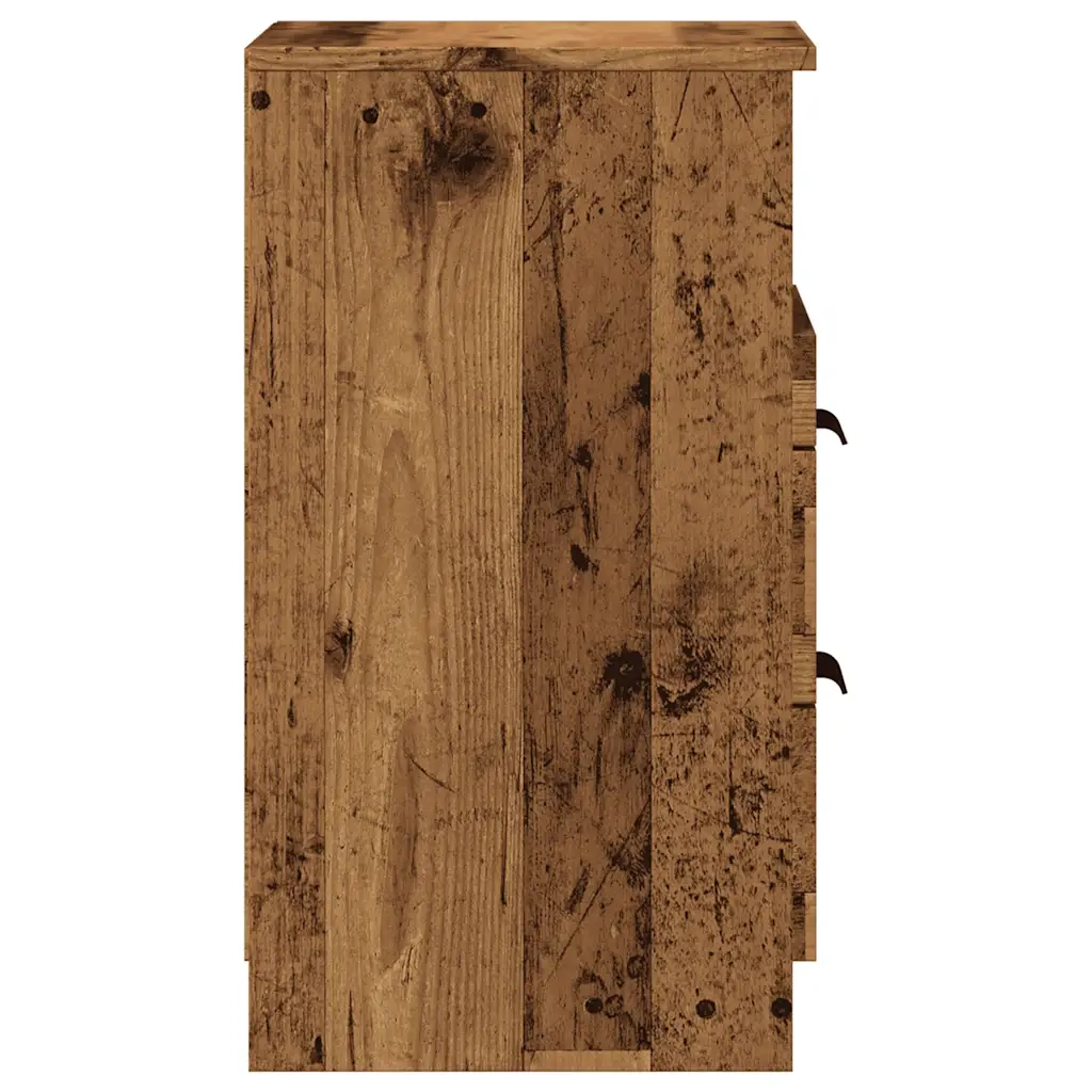 Set di 2 Comodini | Armadio da Notte | Mobiletto da notte Legno Antico 40x36x65 cm in Legno Multistrato