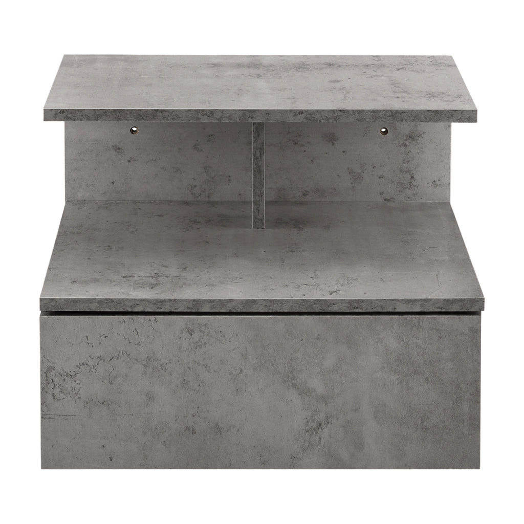 Comodino da Parete Amberg con Cassetto e Ripiani 40x35x31 cm - Effetto Cemento [en.casa]