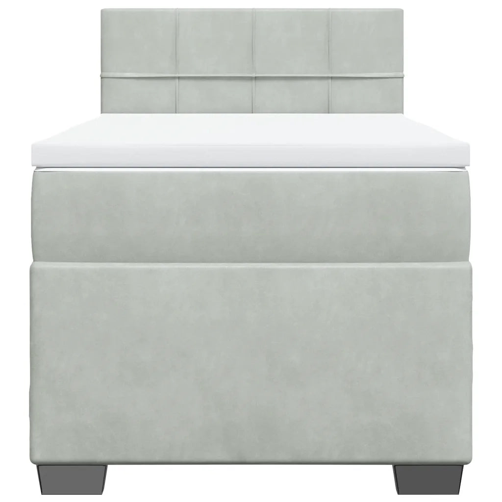 Giroletto a Molle con Materasso Grigio Chiaro 90x190 cm Velluto