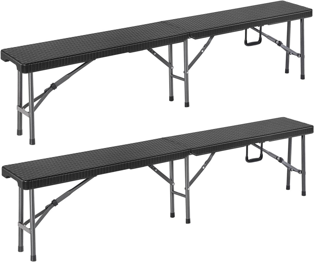 2X Panca Pieghevole da Giardino Stile Birreria 180 cm Panchina da Campeggio Panche Portatili