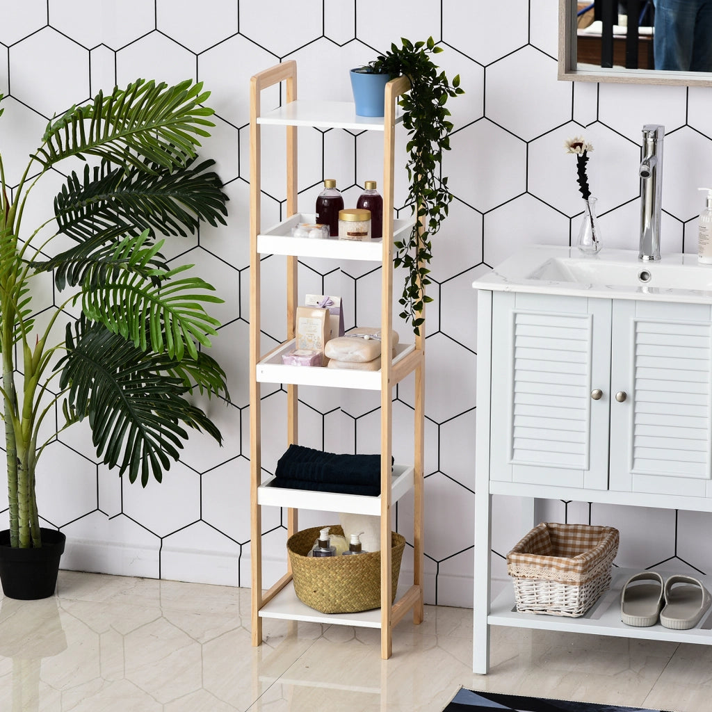 Mobiletto da Bagno Legno ¨C zephmum ¨C Beige Bianco 32x30x130
