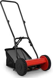 Tosaerba manuale a cilindro, tosaerba con larghezza di taglio di 30 cm, vassoio di raccolta 18,5 l, altezza di taglio regolabile a 4 livelli 15-40 mm, 5 lame in metallo