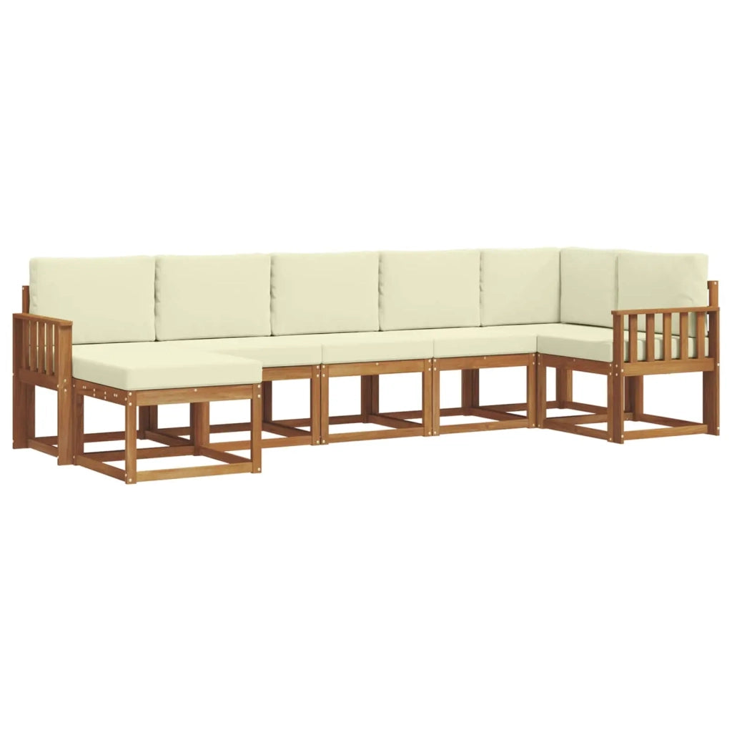 Set di divani da esterno con cuscino 7 pcs Naturale e Crema