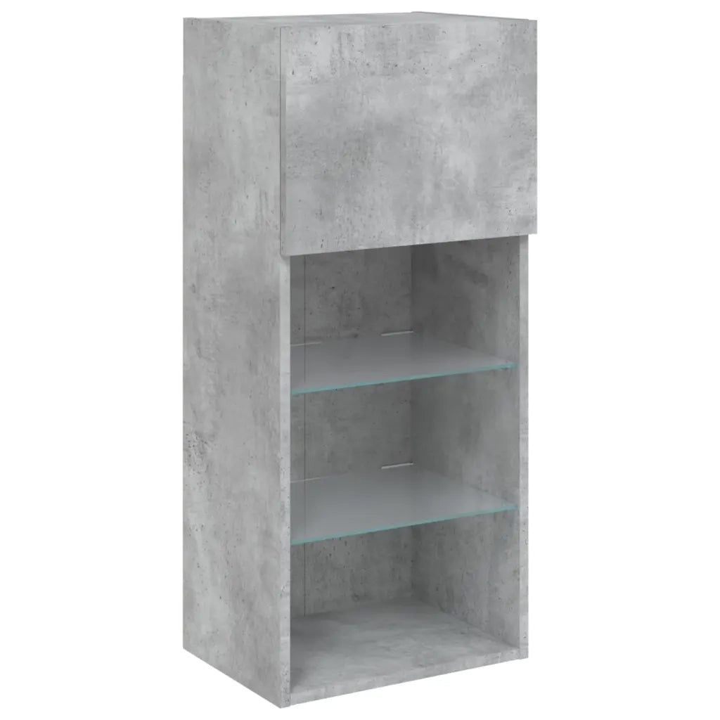 Mobile TV con Luci LED-Credenza TV-Console TV Grigio Cemento 40,5x30x90 cm